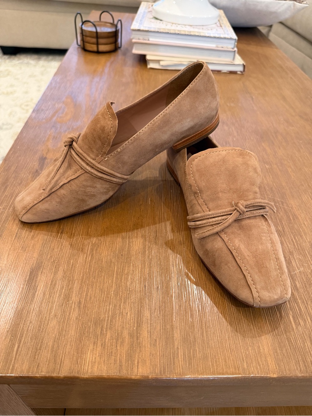 Paolo Suede Knot Loafers in Tan Brown